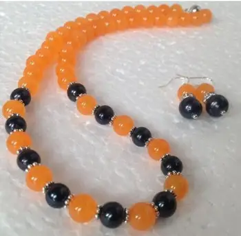 

Natural 7-8MM White Pearl/Green Jade Round Beads Necklace 18INCH Earrings Set