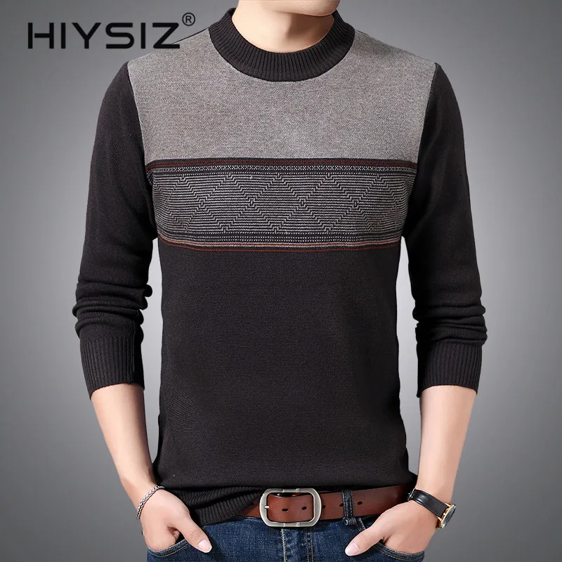 90% OFF HIYSIZ Brand 2019 Casual Men sweater Streetwear Winter Knitted pull Sweater Men Fashion O-Neck Pull Homme Stripe Clothes H3020