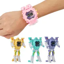 Дети мальчик творческой трансформации наручные часы игрушка Детские спортивные деформации детский Робот Электронные игрушечные часы