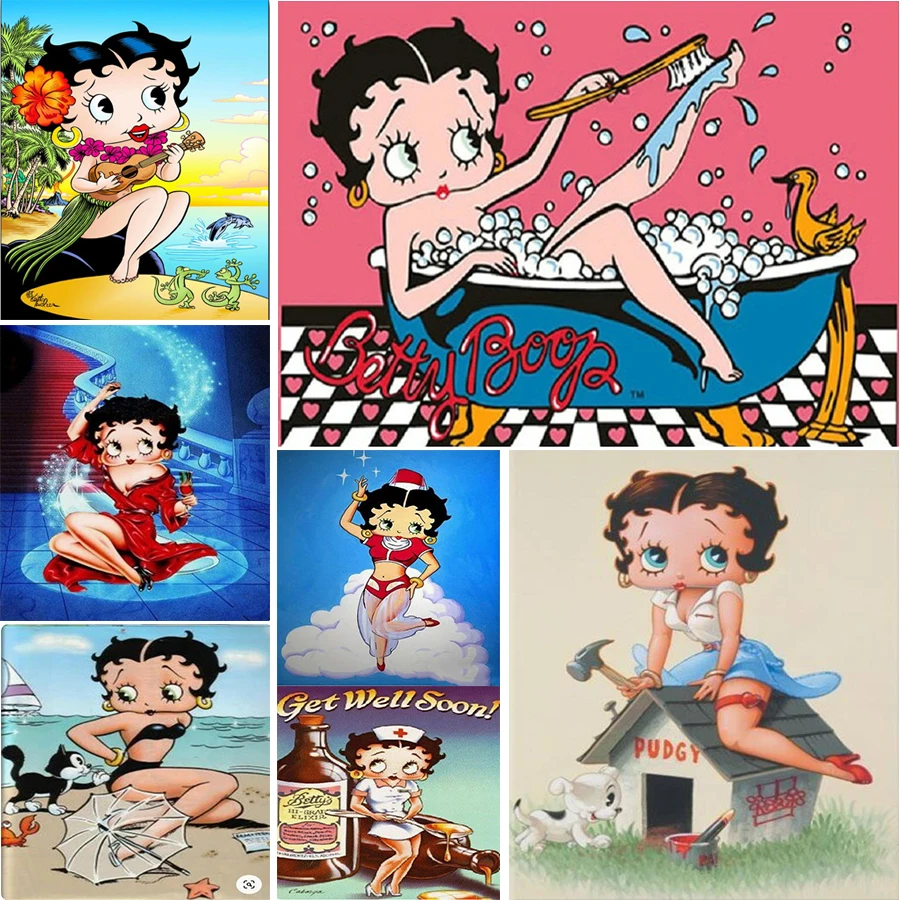 

Embroidery 5D DIY Full Square Diamond Painting Cross Stitch Cartoon Betty Boop Diamond Mosaic Kit Needlework Home Art