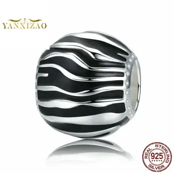 

zebra-stripe Diy accessories 925 silver original letter beads for jewelry making Fit pandora charm bracelet