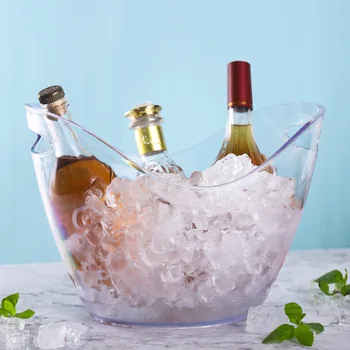 

Large Transparent Ice Bucket Portable Fridge Beer Champagne Wine Bucket Ice Grain Bucket Bar Lid Space Saving Cube Maker Tools