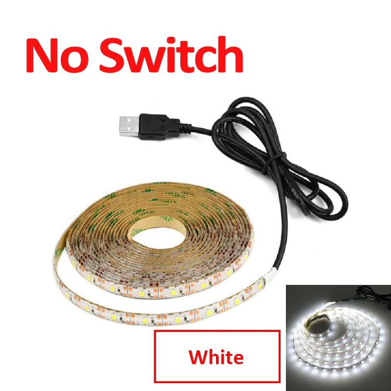 No switch White Зеркало для спальни и гардеробной светильник ручной развертки переключатель макияж туалетный светильник гибкий светодиодный водонепроницаемый USB питание ленточная лампа - Испускаемый цвет: No switch White