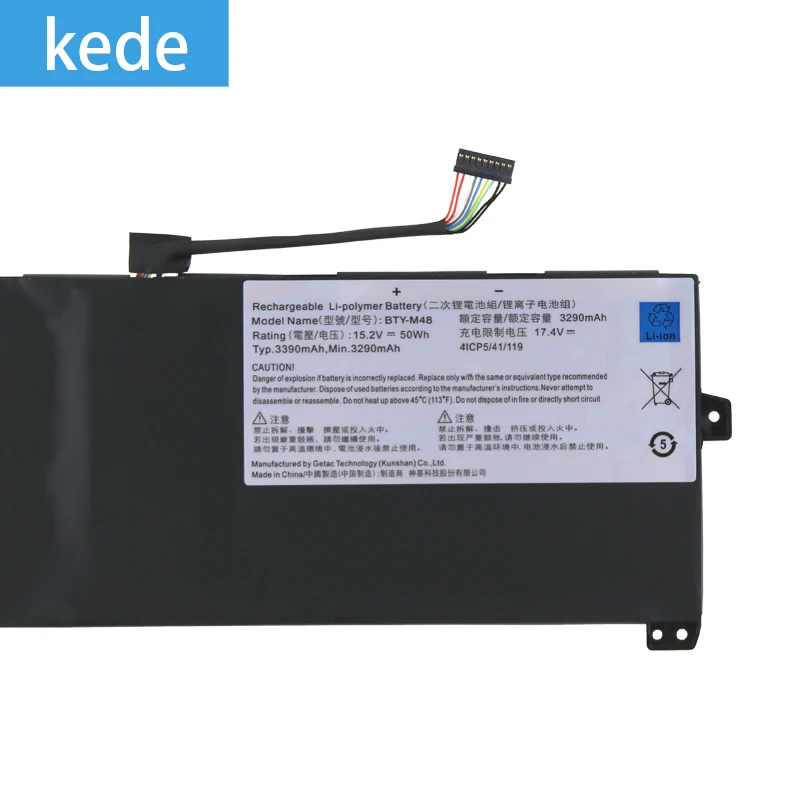 Kede BTY-M48 ноутбук Батарея для MSI PS42 8RB 8RA 8RC для MECHREVO S1 S1-C1 4ICP5/41/119 15,2 V 50WH/3390 мА-ч