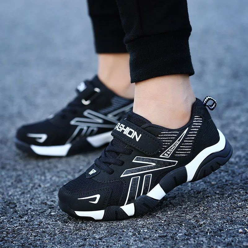 Fashion Kids Sport Shoes Boys Hook&loop Running Sneakers Breathable Mesh Casual Sneakers Children Walking Shoes 5-12 Years Kids Sneakers Sports Shoes Kids Sports Shoes Kids Shoes