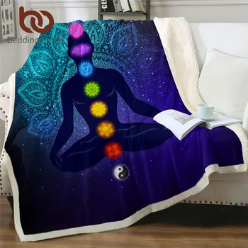 

BeddingOutlet 7-Chakra Bed Blankets Zen Meditation Soft Blanket Colorful Mandala Flower Mantas Yoga Psychedelic Hippie Blanket