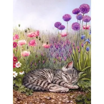 

Cat and Flower 5D Diamond Painting Full Square Drill Home Decor DIY Diamond Embroidery Rhinestone Mosaic Pictures Christmas Gift