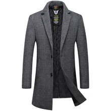 Мужское повседневное пальто в клетку, цвет серый, хаки, длинное пальто, Мужская шерстяная куртка, Мужское пальто, высокое качество, шерстяной Тренч