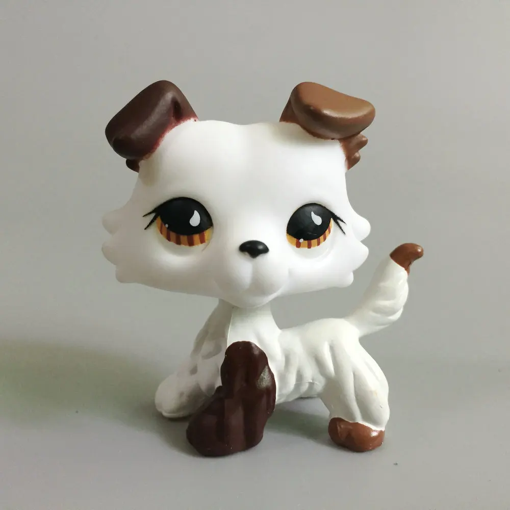 Littlest Pet OOAK белый колли Собака Ручная роспись рисунок для ребенка игрушка в подарок N2103