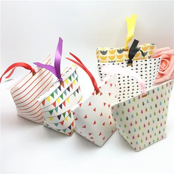 

Craft Paper Handmade Packaging Box Handle Bags White Various Styles With Colorful Strings Hang Bags Gift Bags Lovely 20Pcs/Lot