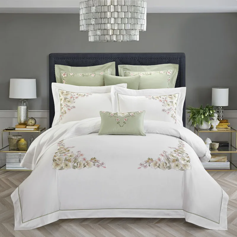 Embroidery Cotton Blossom Vintage Bedding Set Queen King Duvet Cover Bed Sheet Ebay