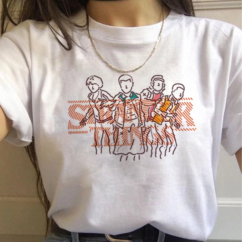Футболка 90 s, Забавный принт, футболка, Графический Топ, футболка для женщин, странные вещи, Сезон 3, Harajuku Eleven, футболка для женщин, вверх дном, Ullzang