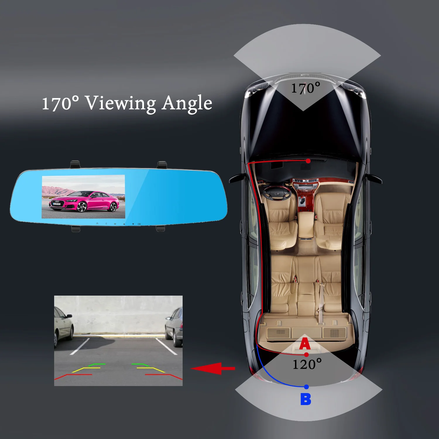 Full HD 1080P " TFT lcd видеорегистратор с двойным объективом зеркало заднего вида Автомобильная камера DVR цифровой видеорегистратор ночного видения