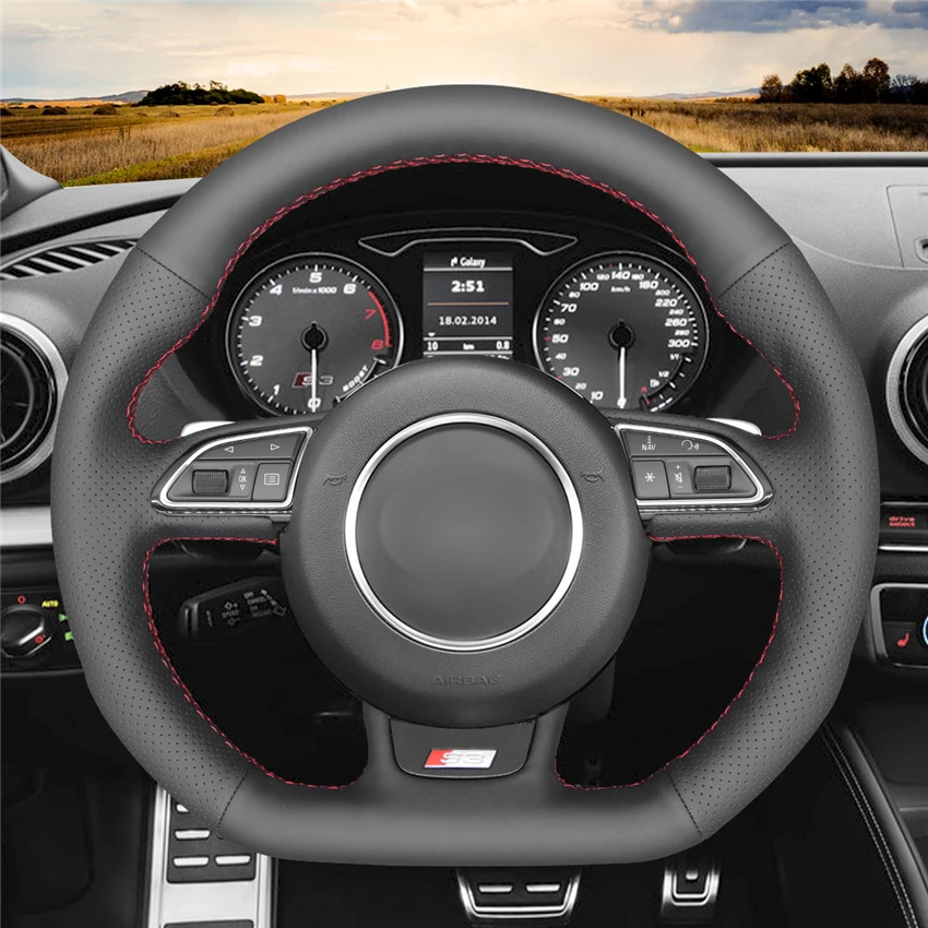 MEWANT черная искусственная кожа чехол на руль для Audi S1(8X) S3(8 V) Sportback S4(B8) Avant S5(8 T) S6 S7 RS Q3 SQ5