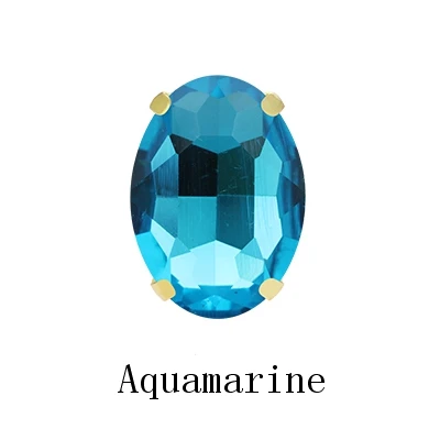 Aquamarine Привлекательный блестящий Овальный стеклянный кристалл страз прелестный стеклянный Стразы с золотыми плоскими когтями пришить Сделай Сам одежда авторские сумки - Цвет: Aquamarine