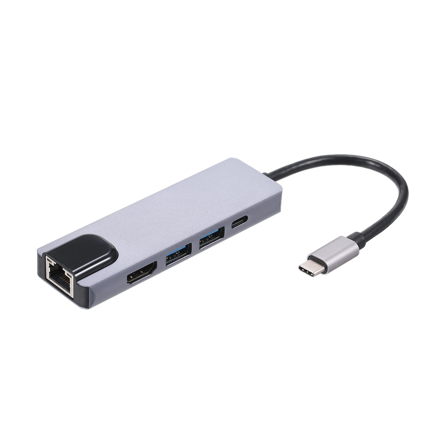 5 в 1 концентратор USB Type C Hdmi 4K USB C концентратор для Gigabit Ethernet Rj45 Lan адаптер для huawei MacBook Thunderbolt 3 USB-C зарядное устройство - Цвет: Серебристый