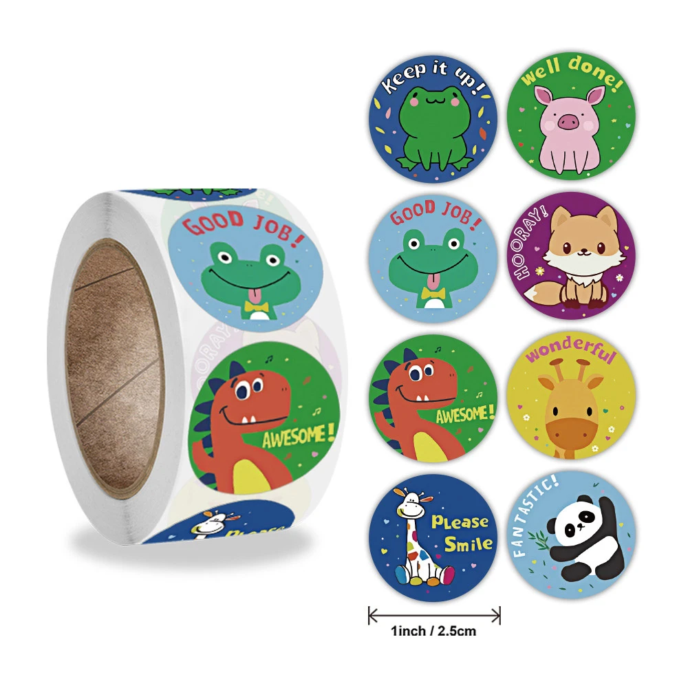 Scrapbooking & Stamps luxury 50-500 Pcs Reward Stickers Motivational Stickers Roll for Kids for School Reward Students Teachers Cute Animals Stickers Labels crafting rubber stamps