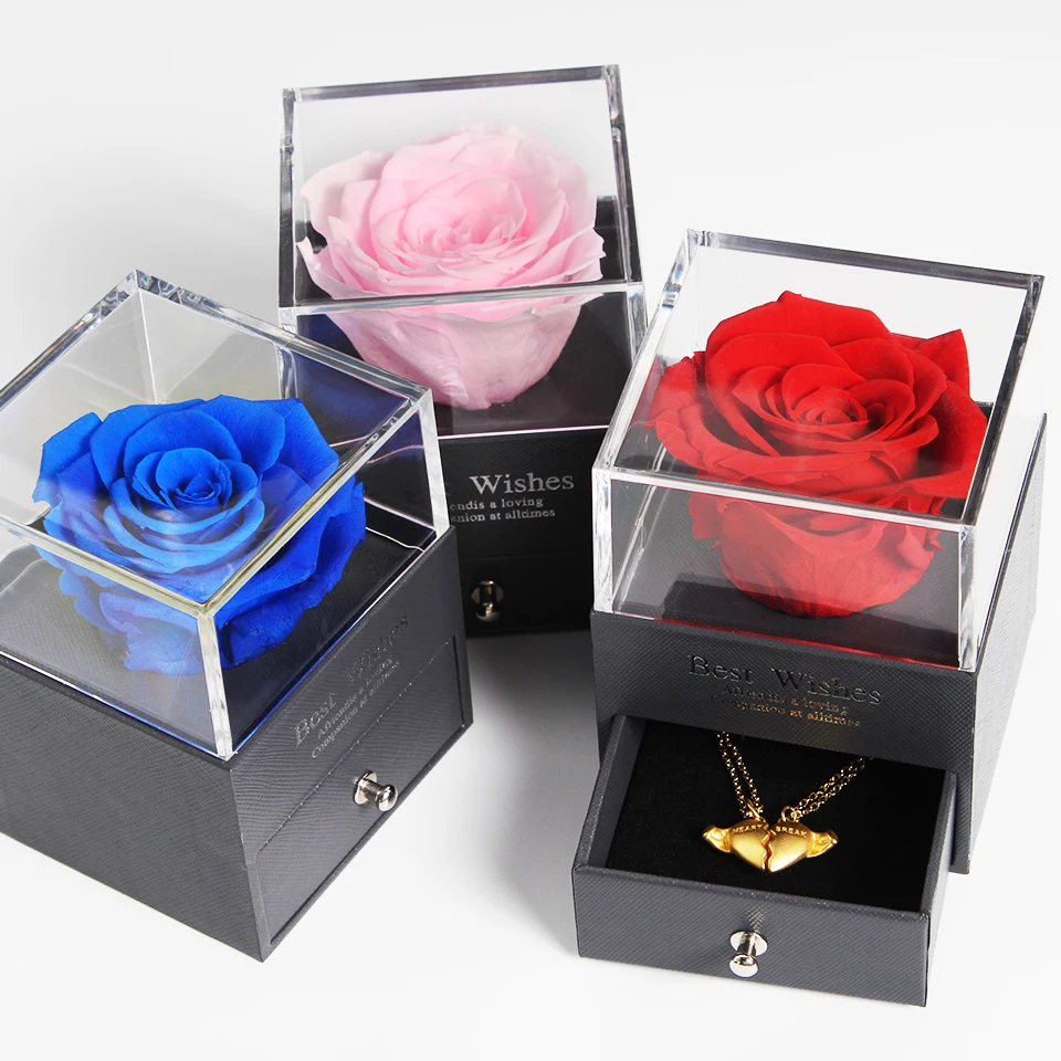 Box Eternal Rose Ecuador Flower Cans Rose Ring Put Party