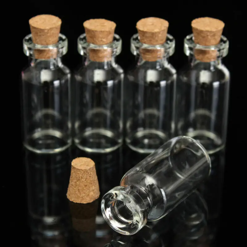 Mini Glass Bottles 50pcs 16x35mm Lovely Small Bottle Tiny Clear Empty Wishing Glass Message Vial With Cork Stopper 2ml mini Containers