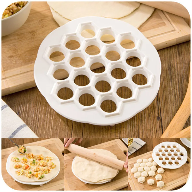1Time to do 19 dumplings!!New Dumpling Mold Maker Kitchen Dough Press Ravioli DIY 19 Holes Dumplings Maker Mold Cooking Tools