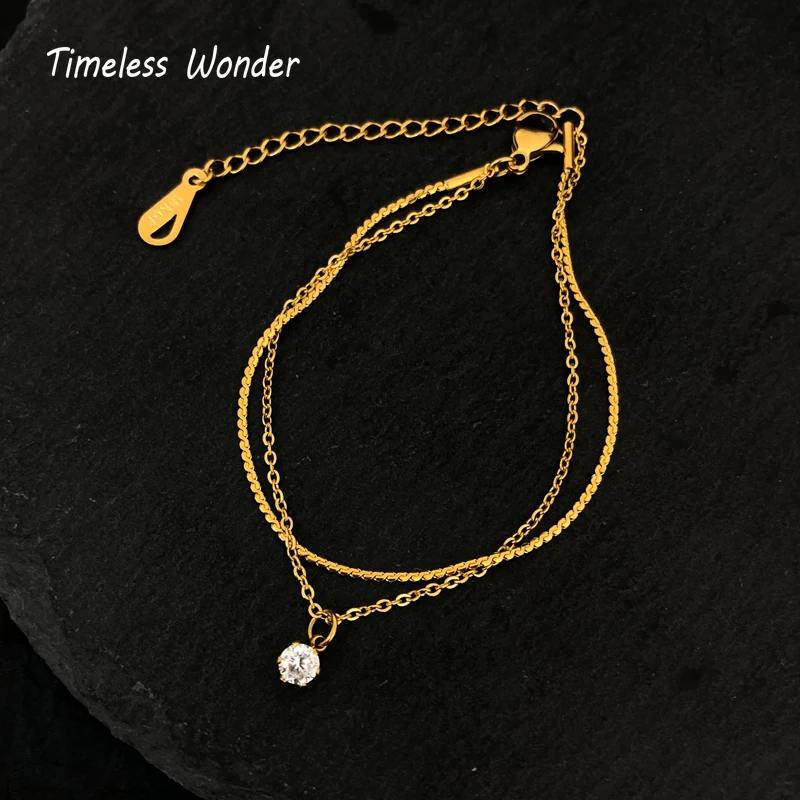 

Timeless Wonder Titanium Layered Zirconia Chains Pave Bracelets Women Stainless Steel Punk Gothic Jewelry Boho Ins Hiphop 5622