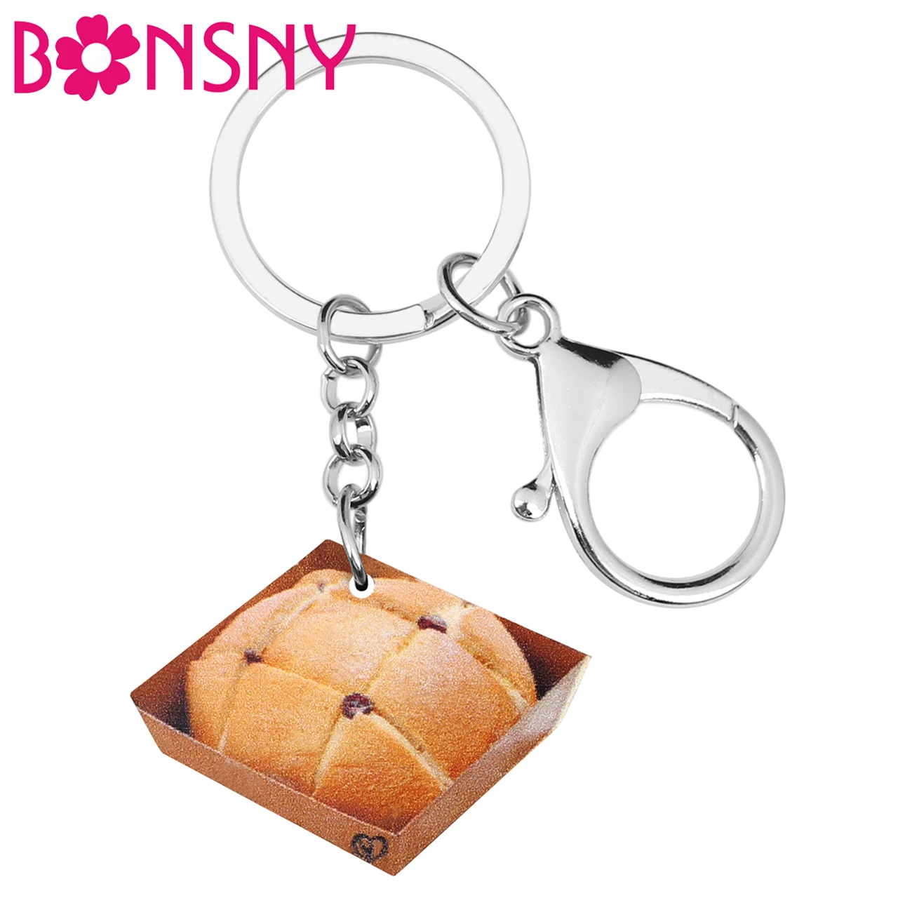Bonsny акриловый тост на День Благодарения хлебные Цепочки Кольца Для Ключей