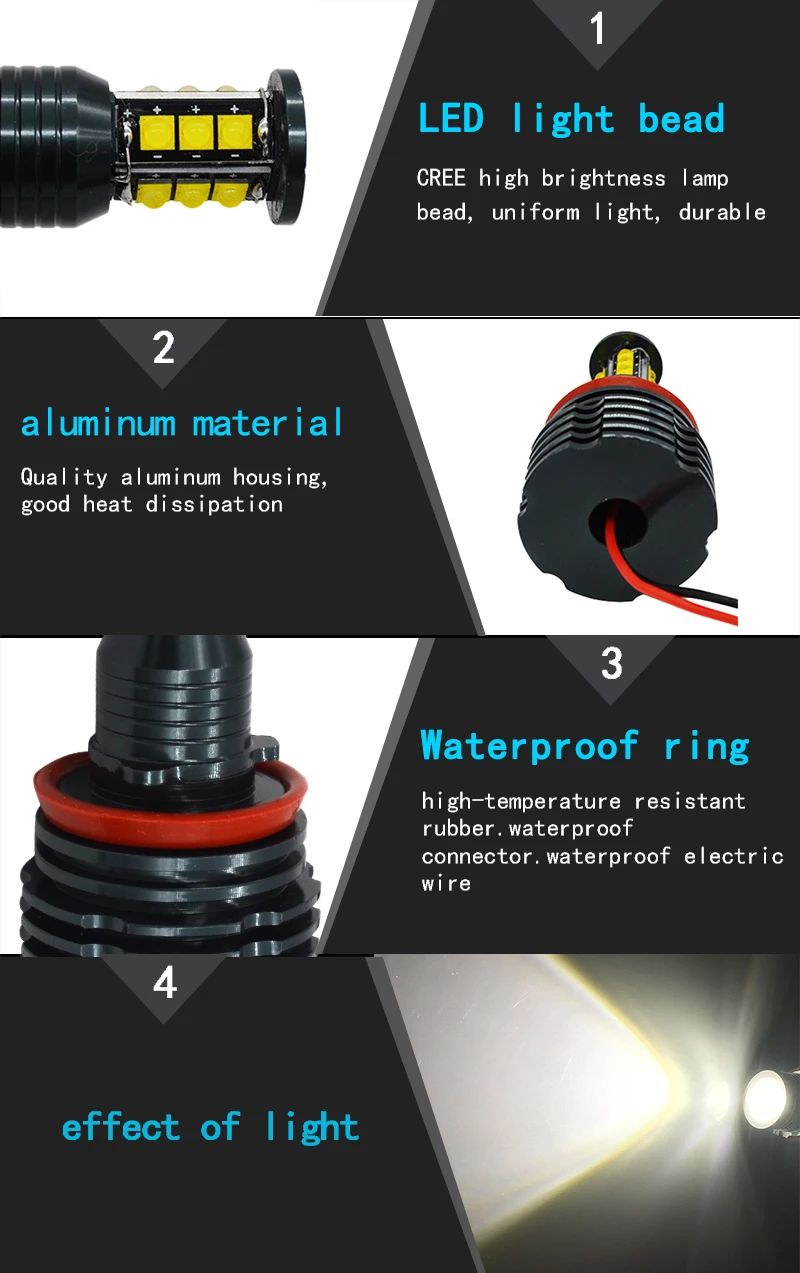 HIDLT 120W LED Canbus Error Free Angel Eyes White 6000K Auto Marker Halo Ring Headlight Lamp For E90 E92 E82 E60 E70 X5 E71 X6 (7)