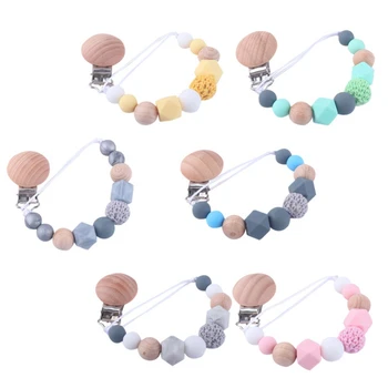 

Silicone Baby Pacifier Clips Silicone Pacifier Chain Holder Baby Shower Gift 6Colors
