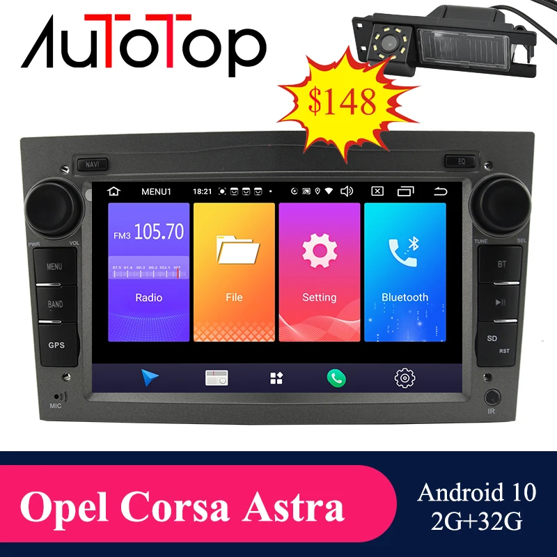 AUTOTOP 7 2din Android 10.0 Car Radio Player for Opel Vauxhall Astra H G J Vectra GPS Navigation RDS Wifi Mirrorlink BT NO DVD