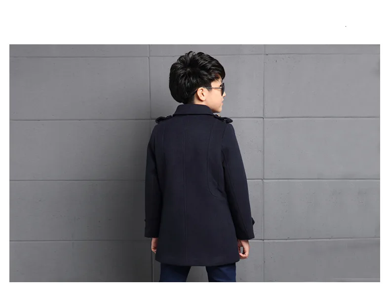 Корейское зимнее пальто для мальчиков; плотная детская верхняя одежда в английском стиле; Модное Длинное детское шерстяное пальто; Красивая Детская куртка; пальто для мальчиков