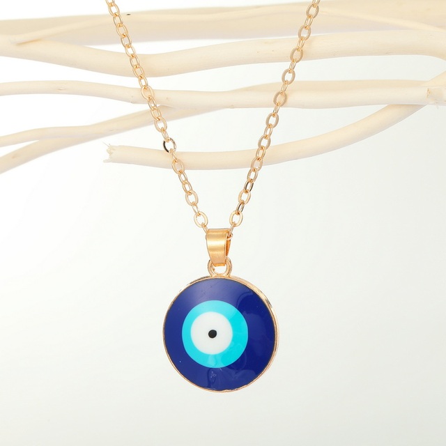 Lucky Evil Eye Pendant Necklace for Women Men Blue Resin Transparent Round Water Drop Turkish Jewelry Chain Choker Gifts