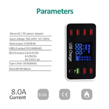 

8 Port Multi Fast USB Charger 3.0 Multiple USB Phone Charging USB LED HUB QC Display Station Charger Universal 3.0 P1P9