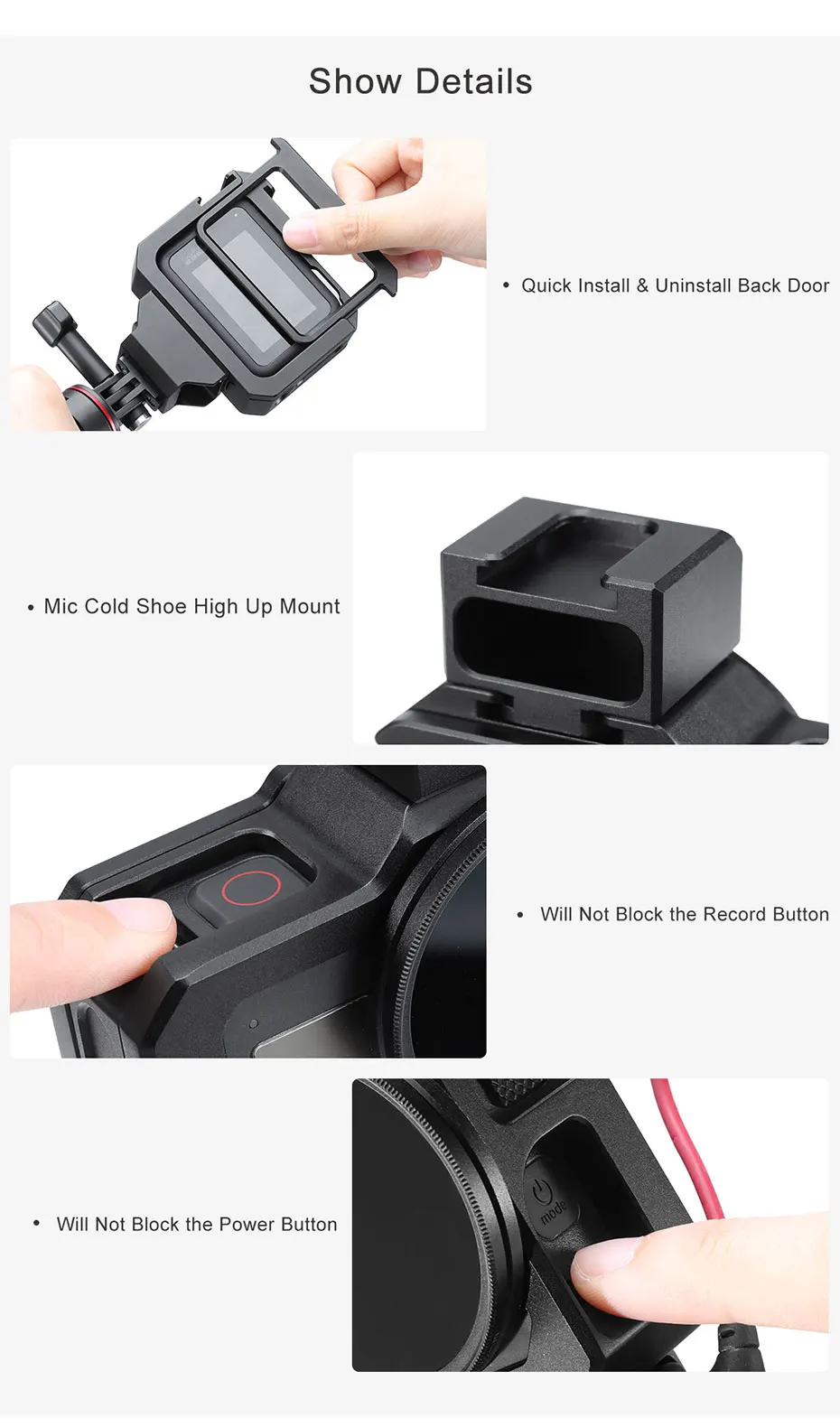 Ulanzi G8-5 металлическая клетка чехол корпус чехол для GoPro Hero 8 черный с холодным башмаком для микрофона заполняющий светильник Vlog аксессуар для камеры