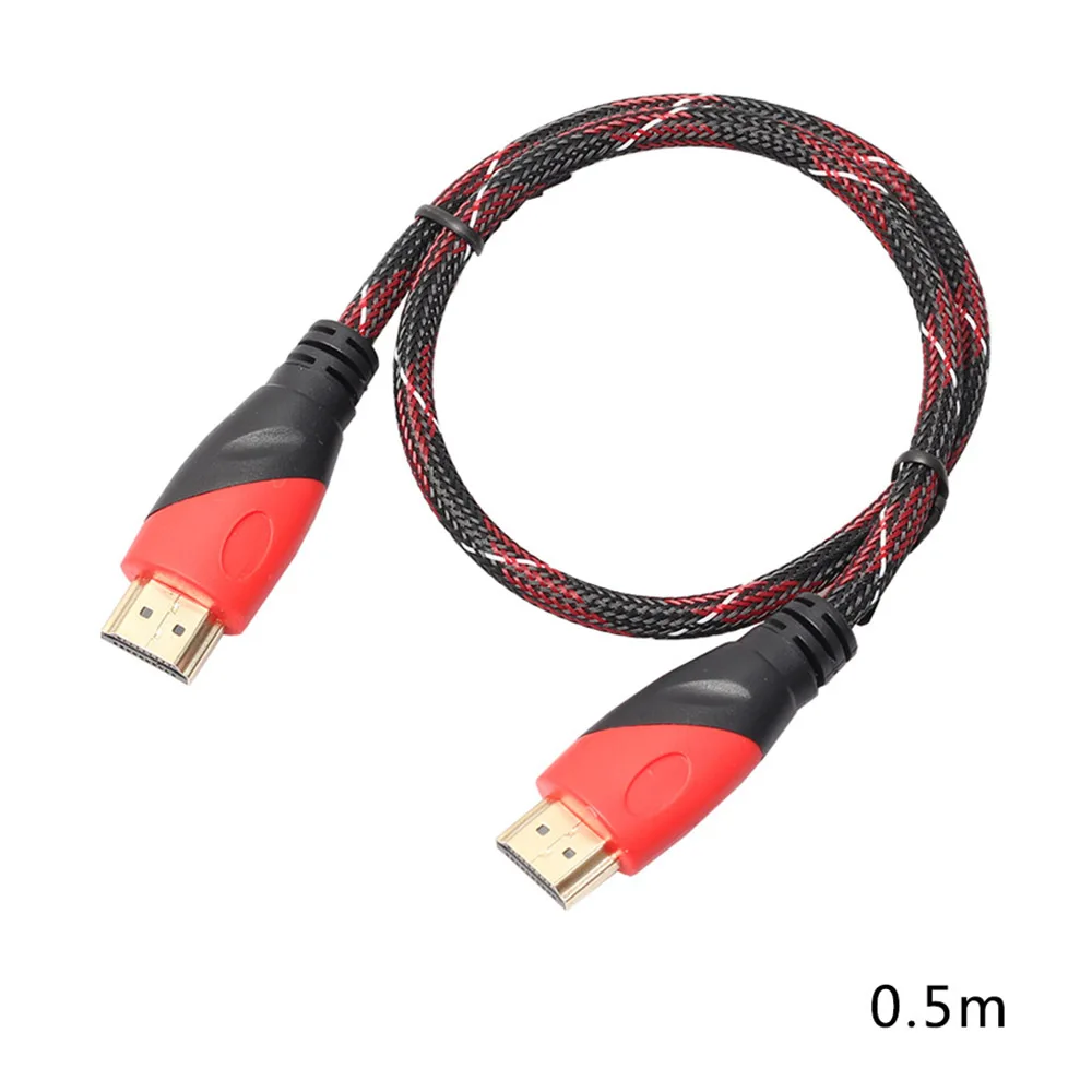 Черный HDMI кабель высокоскоростной HDMI кабель позолоченное соединение с красной, черной и белой сеткой 1080 P, 0,5 м, 1 м, 1,8 м, 3 м, 5 м - Цвет: Черный