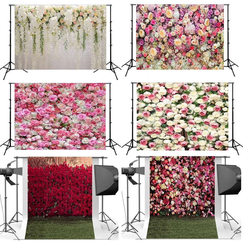 

1.5x2.1m Wedding Rose 3D Flowers Wall Studio Backdrop Photography Photo Background Cloth for Babyshower Wedding Party