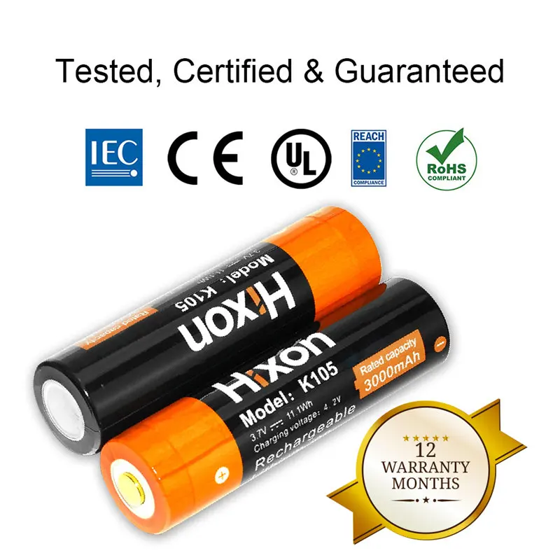 

8pcs packaging 18650 battery rechargeable lithium ion K105C 3000mAH 3.7v rated capacity