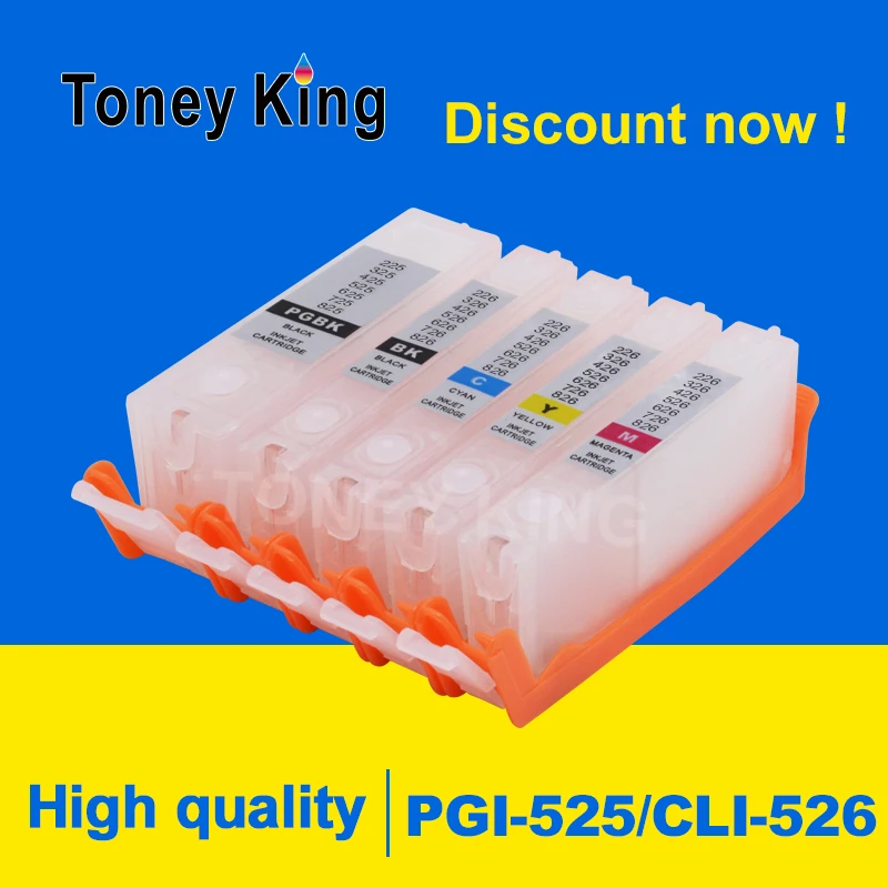 Toney universal(король PGI-525 CLI-526 перезаправляемый картридж для Canon PIXMA IP4850 IP4950 IX6550 MG5150 MG5250 MG5350 MG6150 принтер