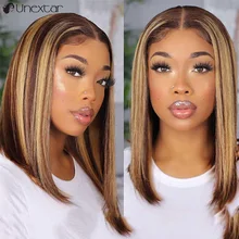 Aliexpress - Unextar Highlight Bob Wig Ombre Straight Lace Front Human Hair Wigs Highlight baby Wig Human Hair Wigs