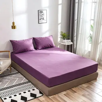 

100% Polyester elastic Fitted Sheet waterproof bed linen quality Cover bedding set Protector bedspread bed sheet on elastic band