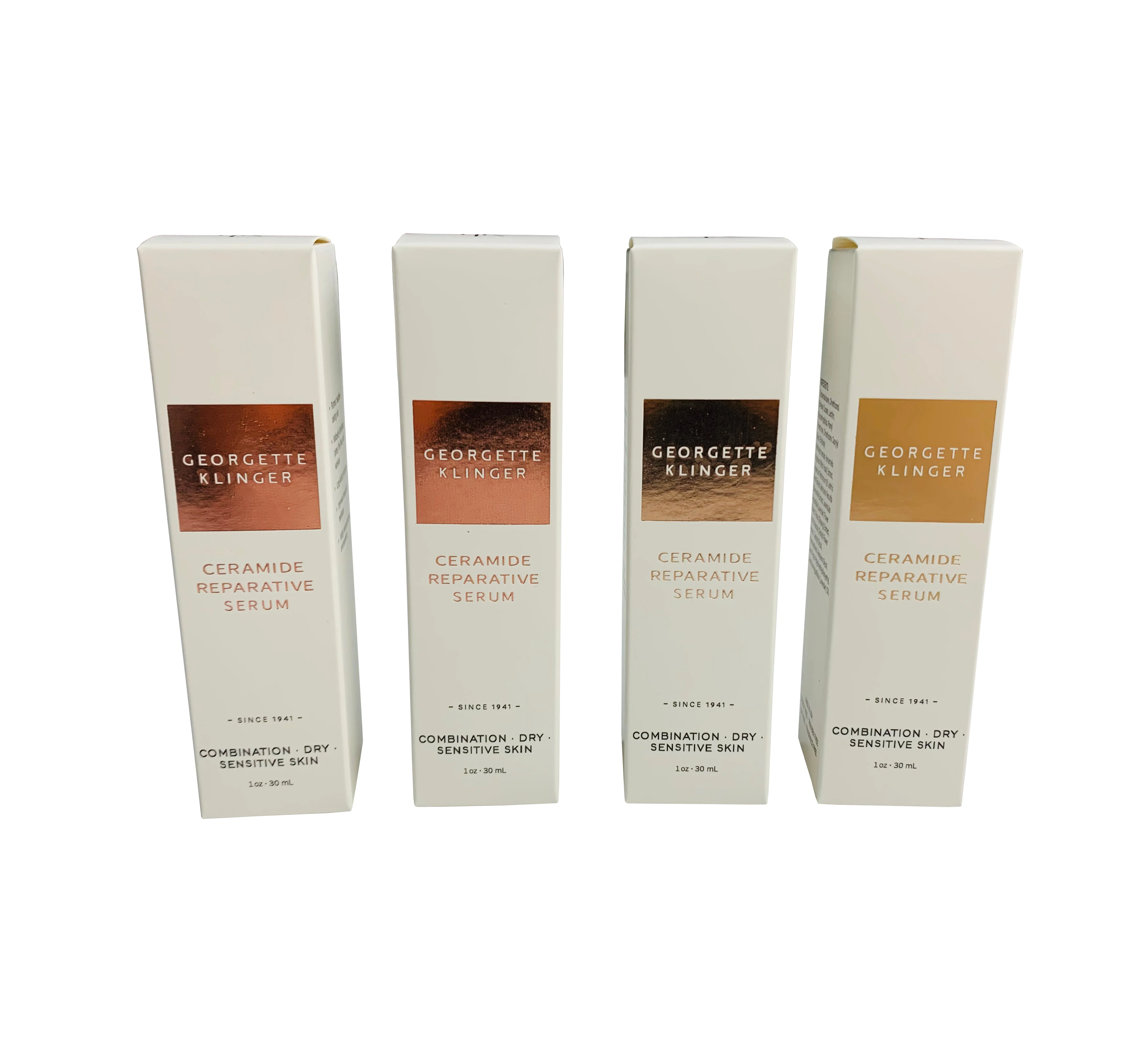 Custom 30ml essense bottle makeup serum bottles white cardboard packaging box with gold foil stamping logo 5