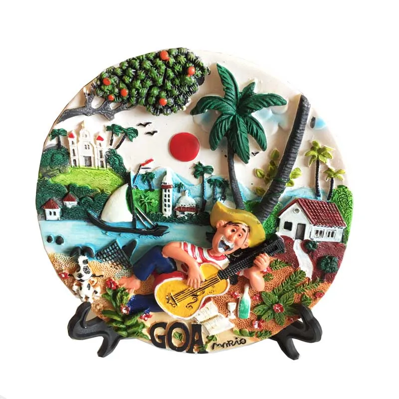 2 размера Индия Гоа творческий ручной росписью смолы холодильник паста ремесла декоративный диск орнамент