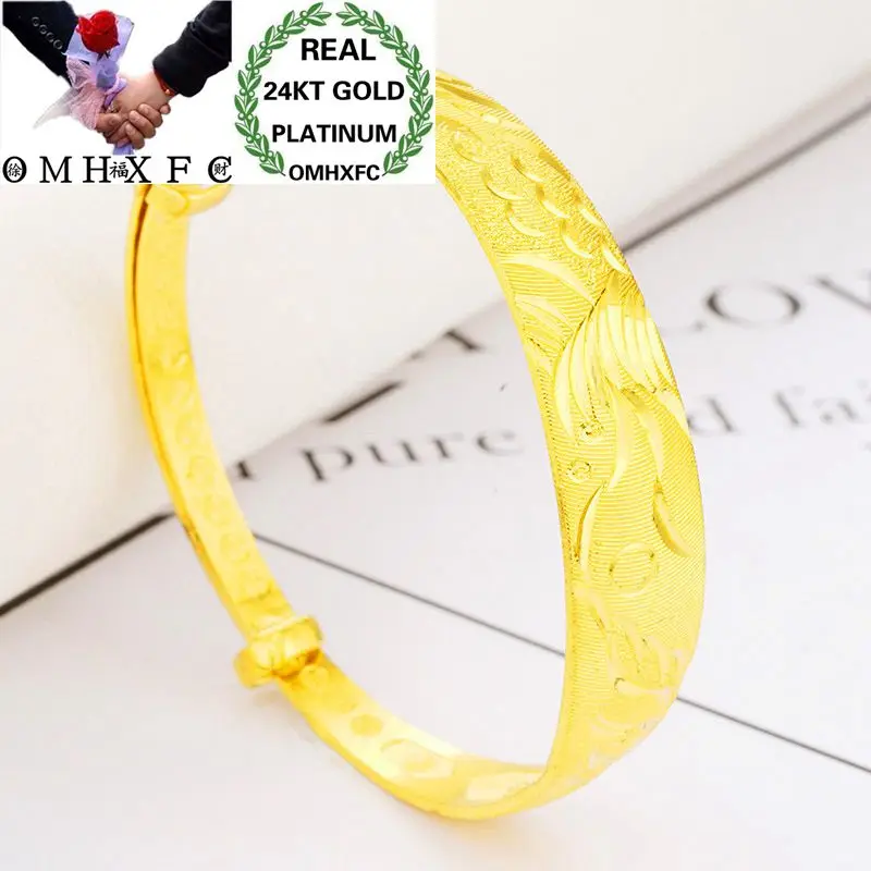 OMHXFC Wholesale European Fashion Woman Girl Party Wedding Gift Dragon Phoenix 24KT Gold Bangles Bracelets BE107 | Украшения и