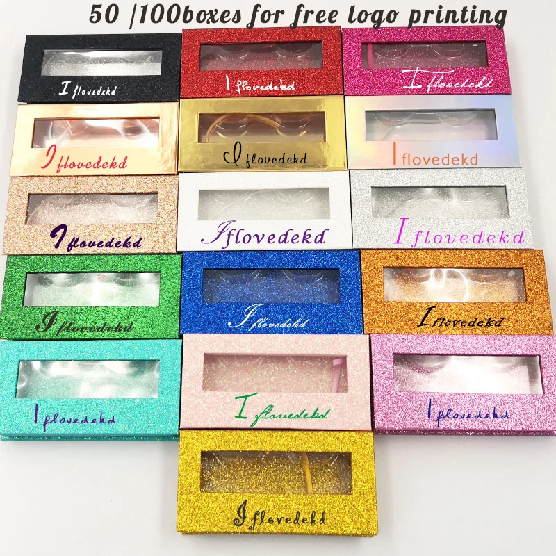 

Iflovedekd 50/100pcs wholesale eyelash packaging box false eyelashes custom logo Customize Company Brand Logo Packaging Box
