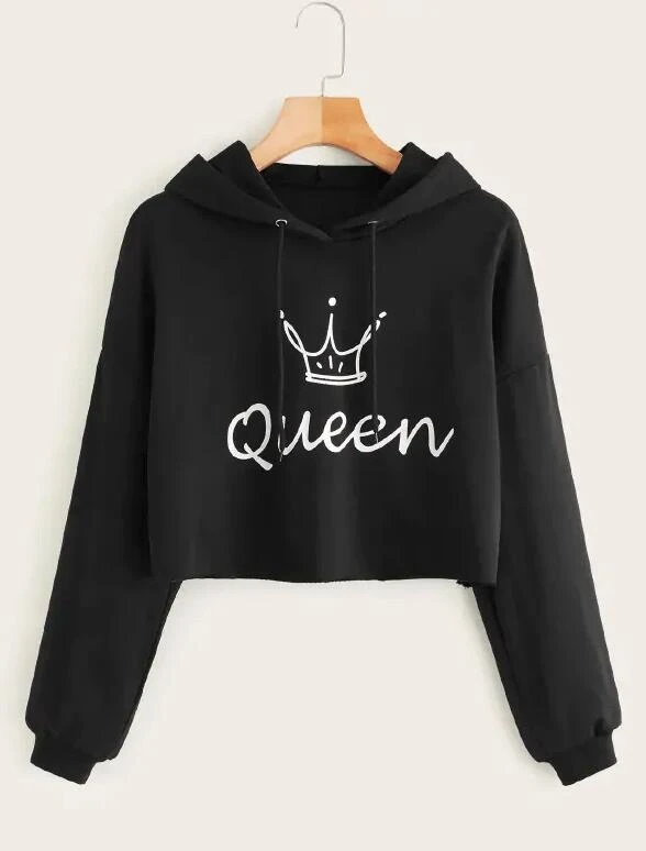 Sudadera corta con capucha de Crown Queen para mujer, jerséis gráficos divertidos, sudaderas recortadas harajuku, sudaderas con capucha, envío directo|Sudaderas con capucha y sudaderas| - AliExpress