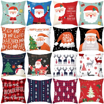 

2021 Merry Christmas Cushion Cover 2020 Christmas Decorations for Home Navidad Kid Gifts Cristmas Ornament Happy New Year Xmas