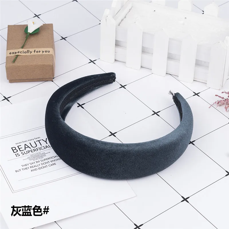 Nova Moda Estilo Ocidental Solidos Cores Engrossar Acolchoado Cabeca Aro Turbante Mulheres Hairbands Meninas Acessorios головные уборы - Цвет: CD083