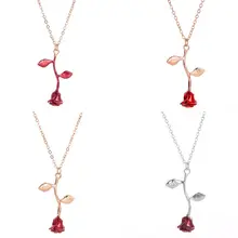 Ожерелье с объемной розой, индивидуальное, на заказ, Очаровательное ожерелье, последняя роза, цветок, красота и чудовище, ювелирное изделие, подарок для женщин и девочек