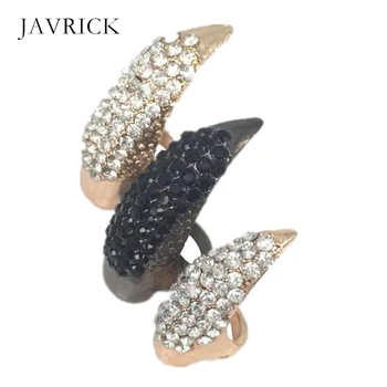 

10 Pcs Halloween Costume Claws Fake Nails Ring Set Gothic Punk Crystal Pave Paw Bend Fingertip Fingernail Claw Girls Women Men