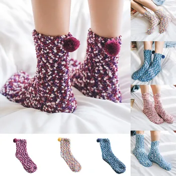 

Women Cotton Socks Thicker Anti-slip Coral fleece Floor Socks Carpet Socks Plush Keep Warm Sleep ladies funny cute Socks hosiery