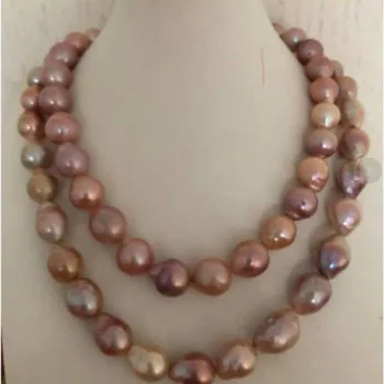 

13-15 mm natural freshwater gold pink pearl necklace 38 " 14 K gold